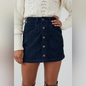 Free People | Ray Cord Mini Skirt Ebony Various Sizes Available